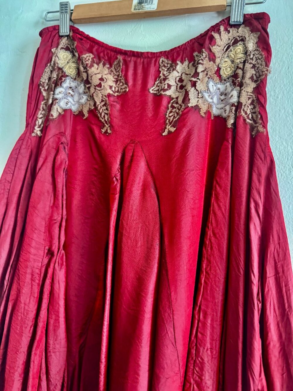 FLASH SALE only 8/15-8/16 Vintage Free People Dark Red A-Line Flowy Midi Skirt - Picture 3 of 13
